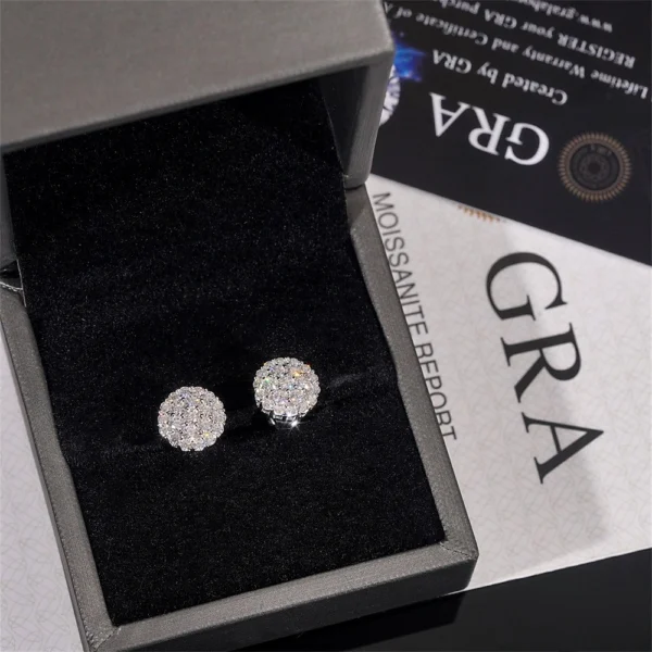 10MM Silver Moissanite Flower Cluster Earrings
