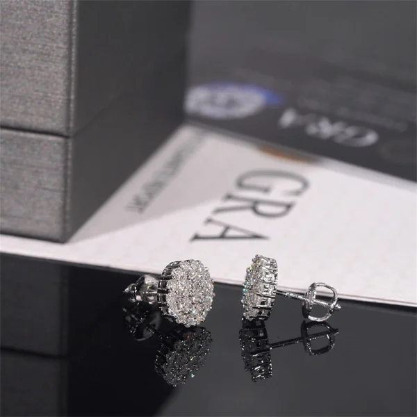 10MM Silver Moissanite Flower Cluster Earrings