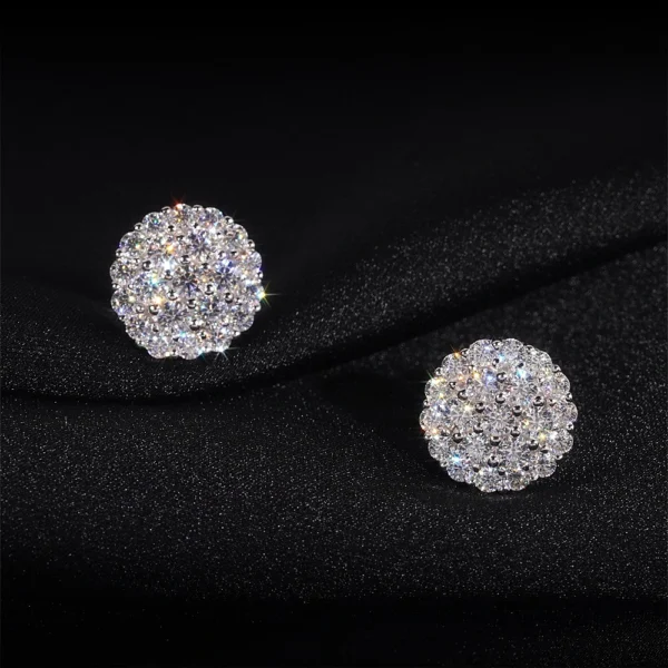 10MM Silver Moissanite Flower Cluster Earrings
