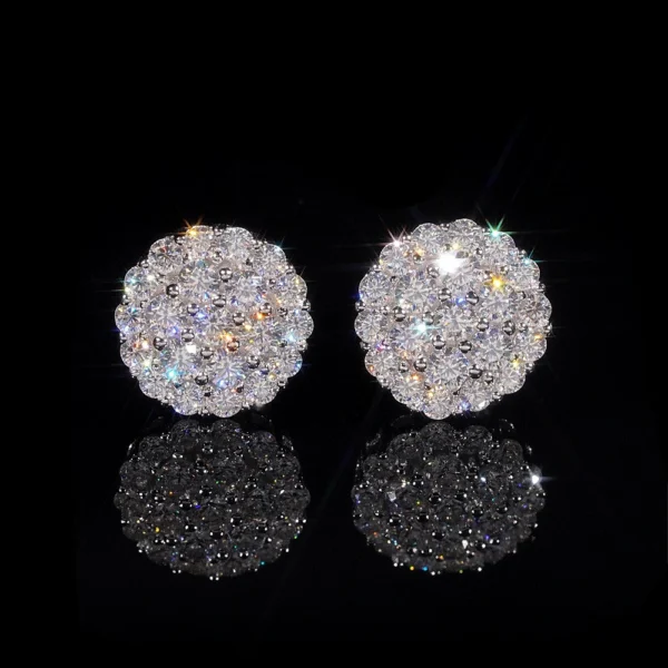 10MM Silver Moissanite Flower Cluster Earrings