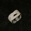 Silver Moissanite Iced Out Infinity Crossover Ring