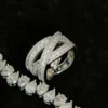 Silver Moissanite Iced Out Infinity Crossover Ring