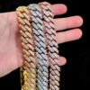 15mm Iced Out Rose Embossed Cuban Link Chain