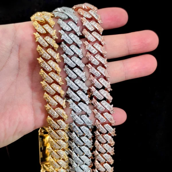 15mm Iced Out Rose Embossed Cuban Link Chain