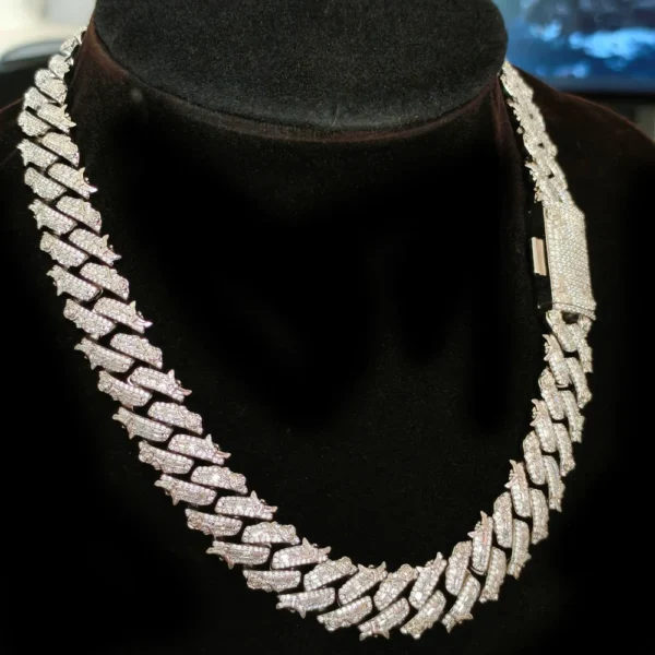 15mm Iced Moissanite Rose Embossed Cuban Chain