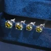 4 Prongs Colored Moissanite Stud Earrings