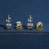 4 Prongs Colored Moissanite Stud Earrings