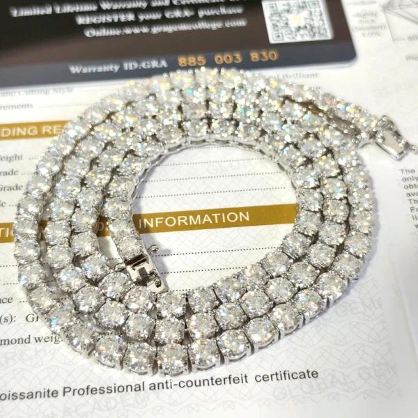 5MM Moissanite Silver Tennis Necklace Set