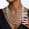 5MM Moissanite Silver Tennis Necklace Set