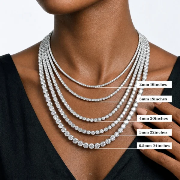 5MM Moissanite Silver Tennis Necklace Set