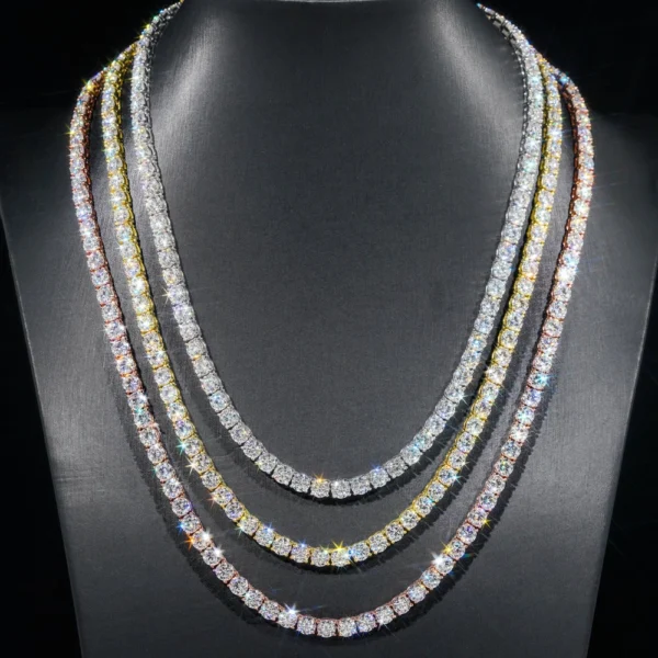5MM Moissanite Silver Tennis Necklace Set