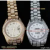 Classic Roman Number Steel Moissanite Iced Watch