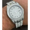 Classic Roman Number Steel Moissanite Iced Watch