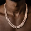 15mm Iced Out Rose Embossed Cuban Link Chain