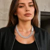 15mm Iced Moissanite Rose Embossed Cuban Chain
