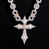 Rapper Streetwear Silver Moissanite Star Cross Necklace