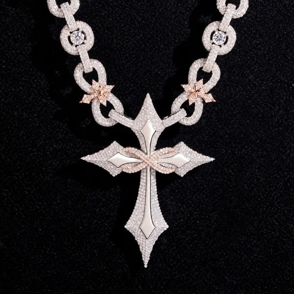 Rapper Streetwear Silver Moissanite Star Cross Necklace