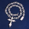 Brass Zirconia Star Cross Pendant Two Tone Necklace