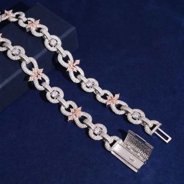 Rapper Streetwear Silver Moissanite Star Cross Necklace
