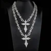 Brass Zirconia Star Cross Pendant Two Tone Necklace
